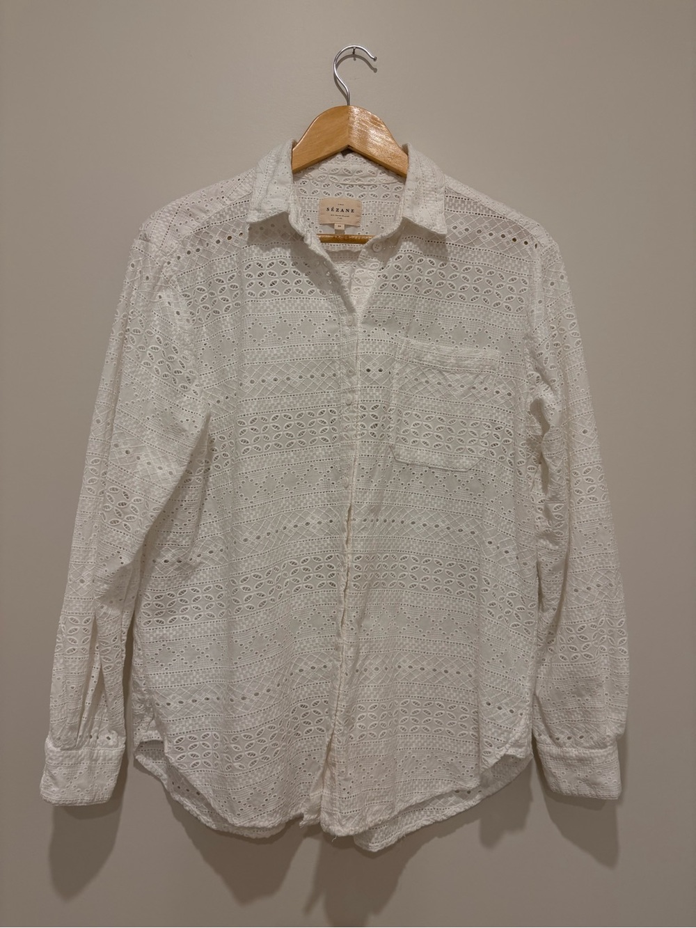 Sézane Max Shirt - Embroidered Ecru Stripe - Picture 4 of 7